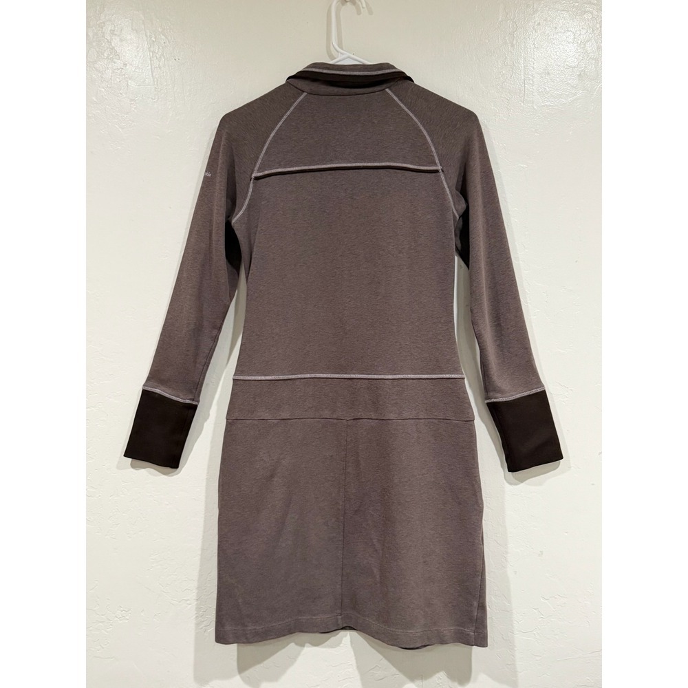 Columbia Womens Omni-Wick Quarter Zip Dress Brown Long Sleeve Pockets Active S - Picture 3 of 9